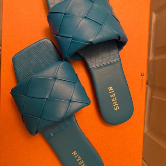 Blue Braided Open Toe Slides - Picture 3 of 3